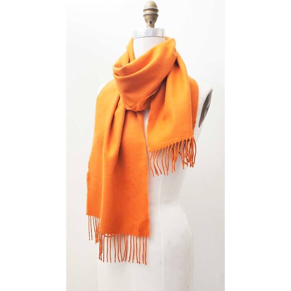 Bundle of 2 100% Cashmere Oblong Scarves Scarf Blue Colorblock and Pumpkin Spice - Picture 7 of 8